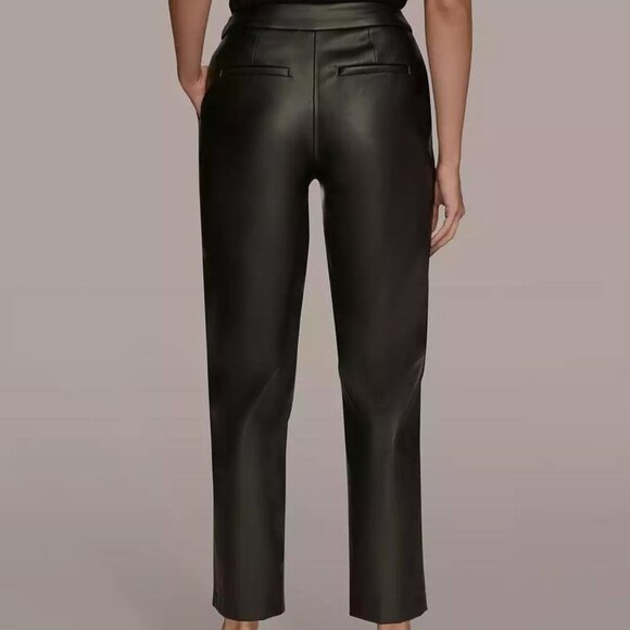 Donna Karan New York Vegan Leather Pocket Ankle Pants Sz 10 NWOT - Picture 3 of 5